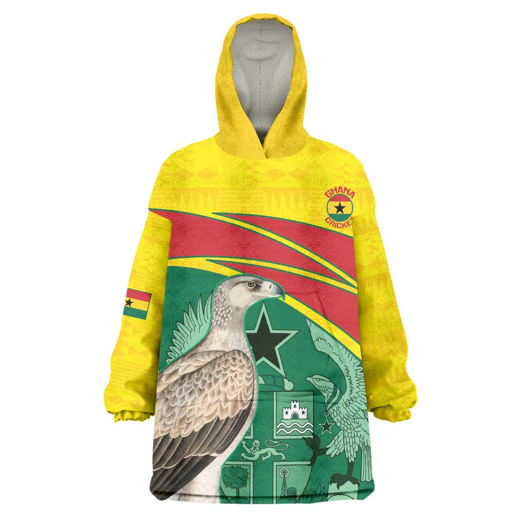 Custom Ghana Black Batters Wearable Blanket Hoodie Ghanaian Tawny Eagle - Cricket Style LT14