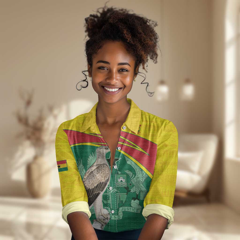 Custom Ghana Black Batters Women Casual Shirt Ghanaian Tawny Eagle - Cricket Style LT14
