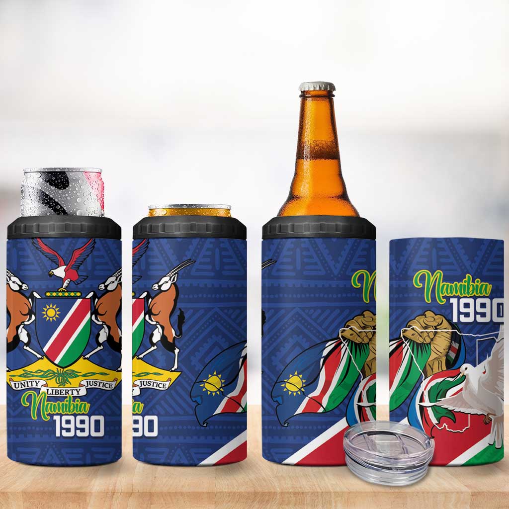 Afro Namibia Independence Day 4 in 1 Can Cooler Tumbler Namibian 1990 African Pattern LT14