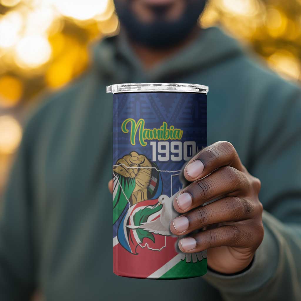 Afro Namibia Independence Day 4 in 1 Can Cooler Tumbler Namibian 1990 African Pattern LT14