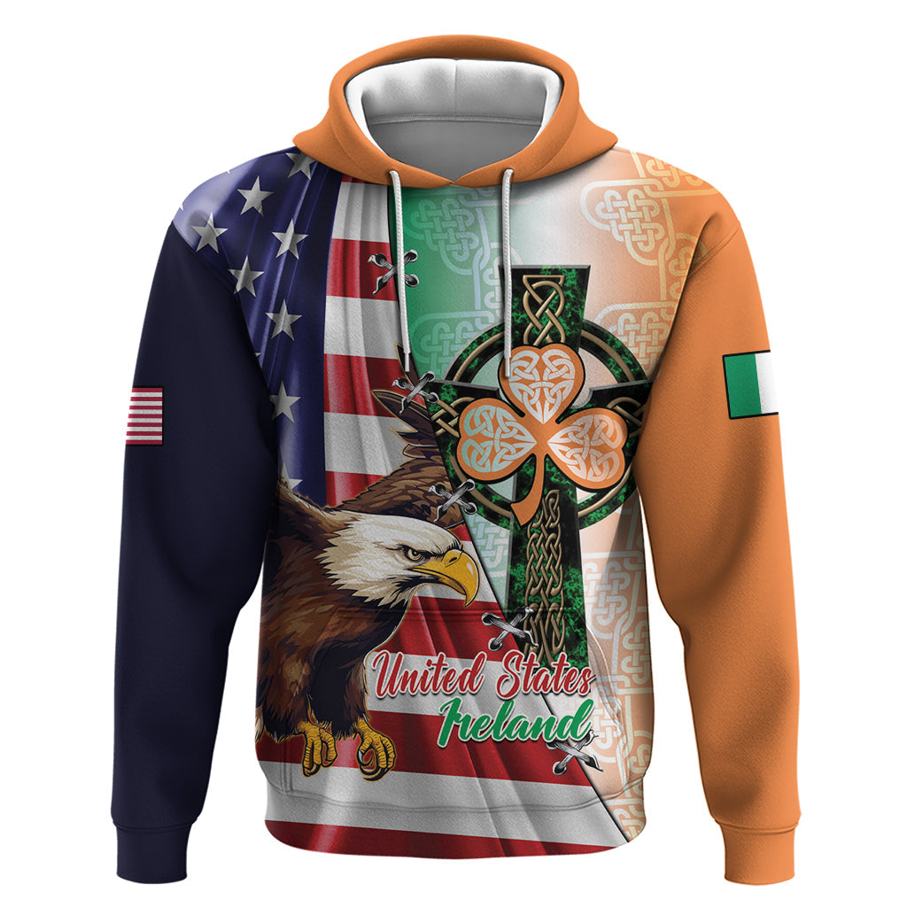 United States And Ireland Hoodie USA Eagle With Irish Celtic Cross LT14