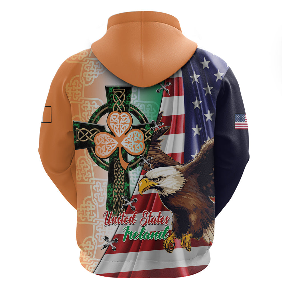 United States And Ireland Hoodie USA Eagle With Irish Celtic Cross LT14