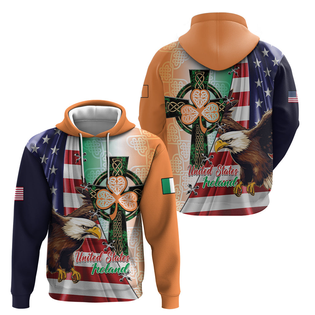 United States And Ireland Hoodie USA Eagle With Irish Celtic Cross LT14