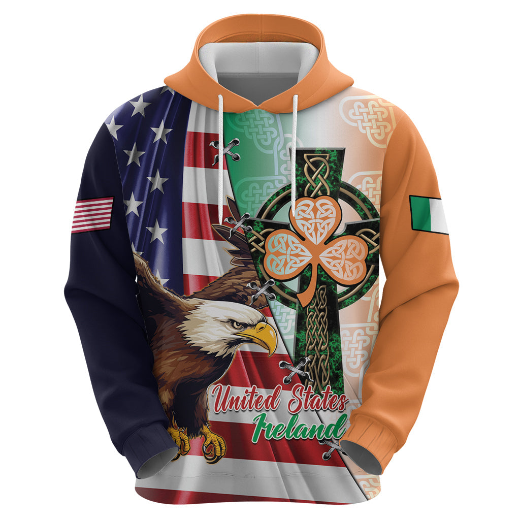 United States And Ireland Hoodie USA Eagle With Irish Celtic Cross LT14