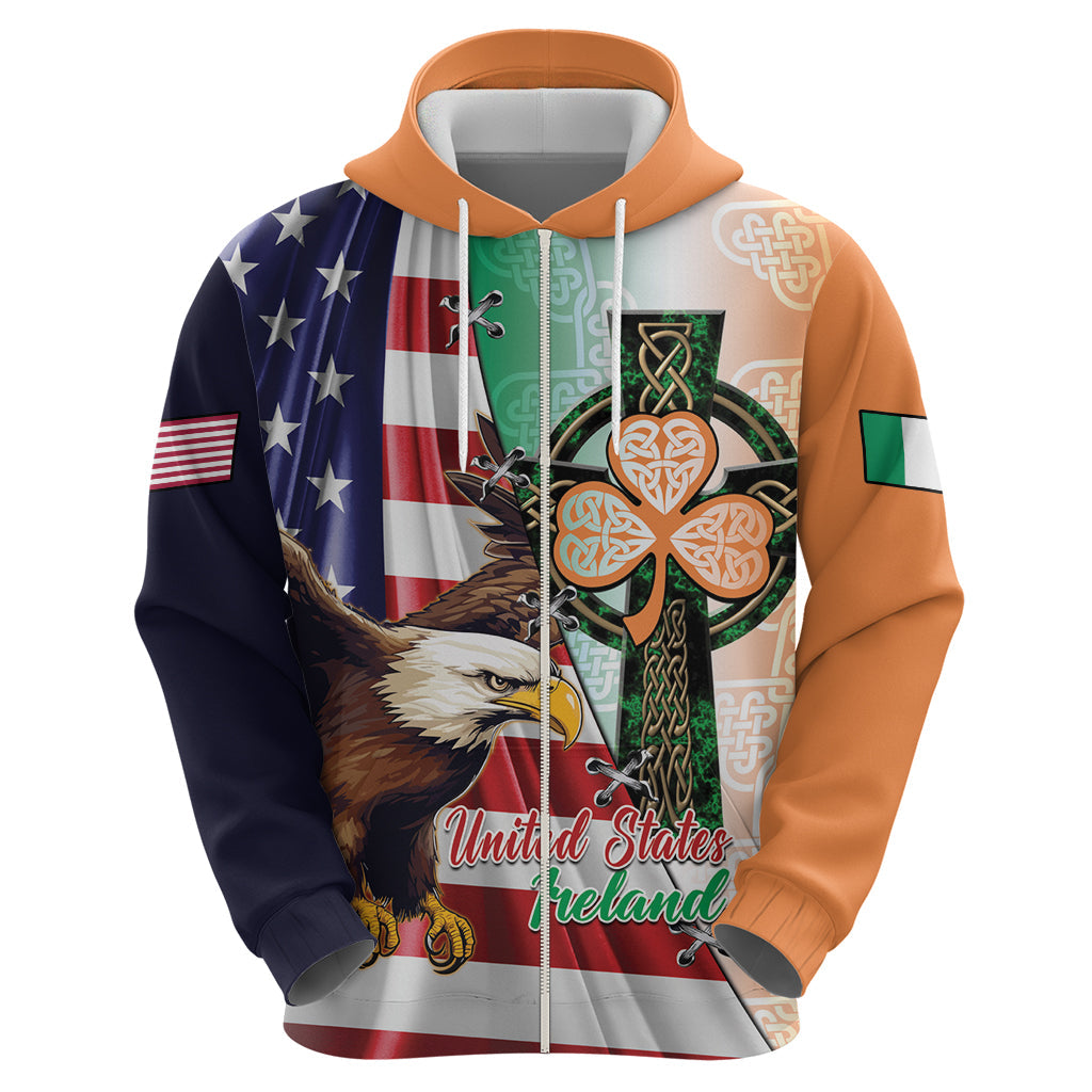 United States And Ireland Hoodie USA Eagle With Irish Celtic Cross LT14