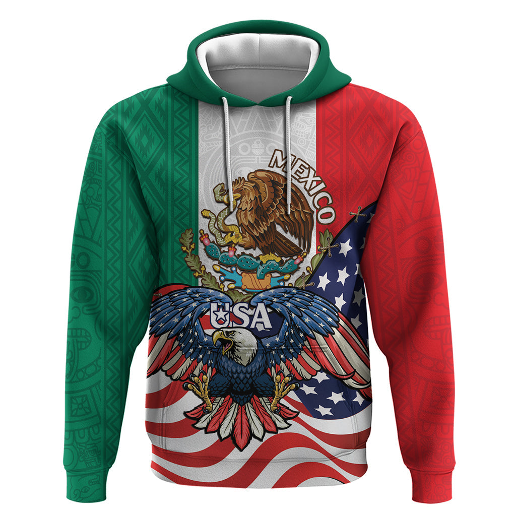 United States And Mexico Hoodie USA Eagle With Mexican Aztec LT14