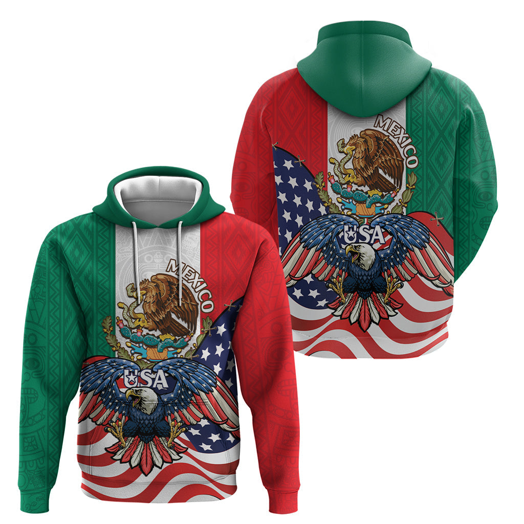United States And Mexico Hoodie USA Eagle With Mexican Aztec LT14