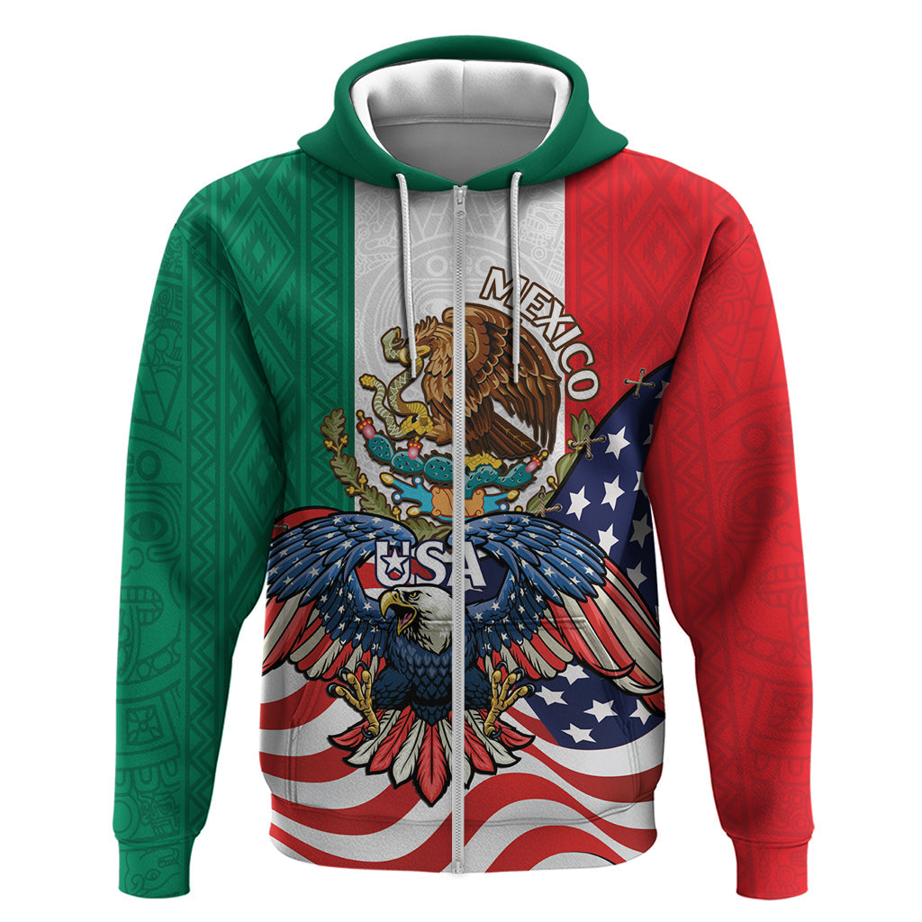 United States And Mexico Hoodie USA Eagle With Mexican Aztec LT14