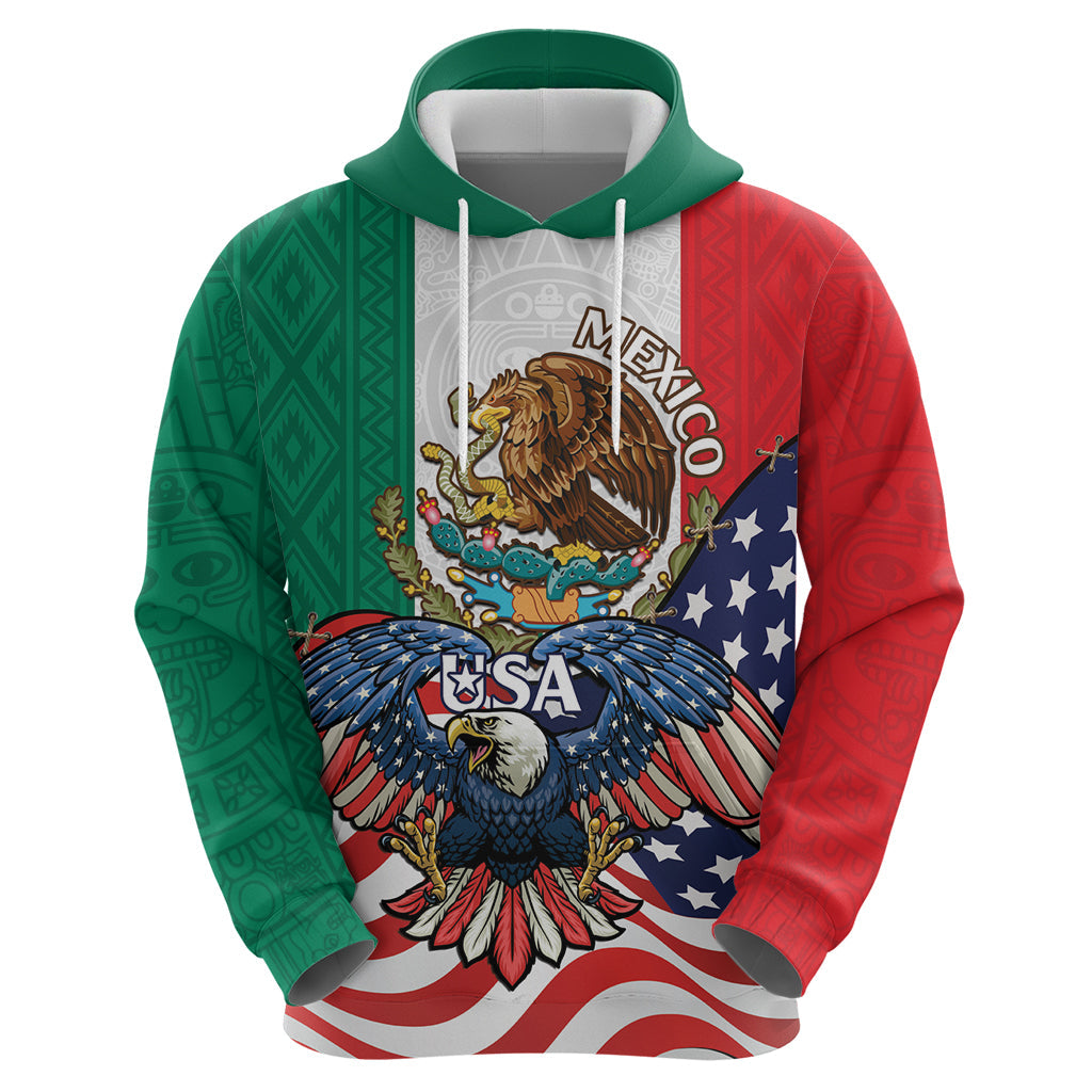United States And Mexico Hoodie USA Eagle With Mexican Aztec LT14