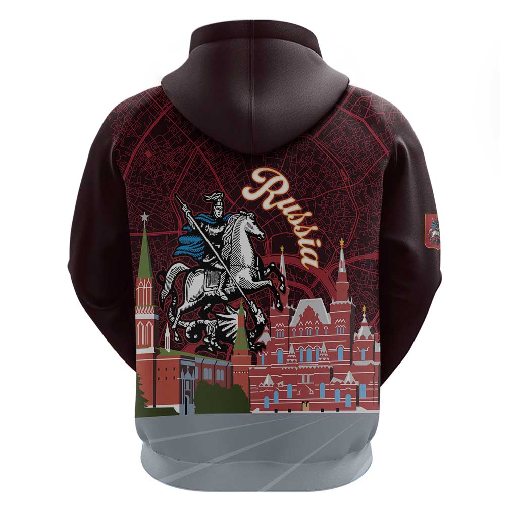 Russia Moscow Capital Hoodie Moskva Red Square Map LT14