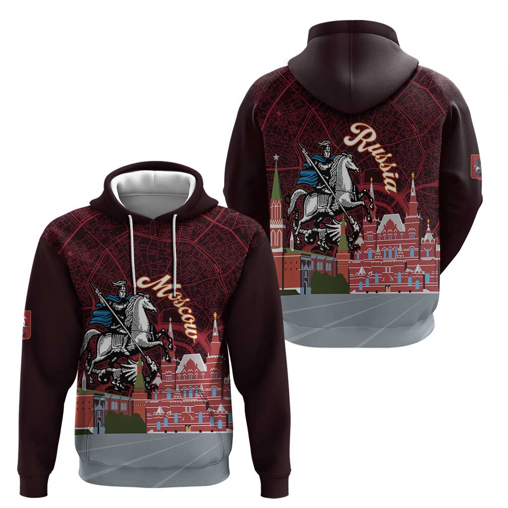 Russia Moscow Capital Hoodie Moskva Red Square Map LT14