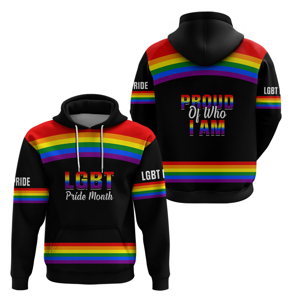 Pride Month LGBT Hoodie Proud Of Who I Am Black LT14