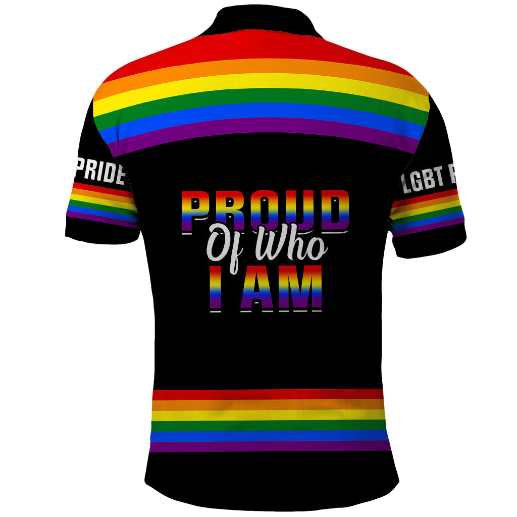 Pride Month LGBT Polo Shirt Proud Of Who I Am Black LT14