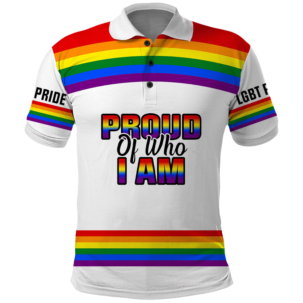 Pride Month LGBT Polo Shirt Proud Of Who I Am White LT14