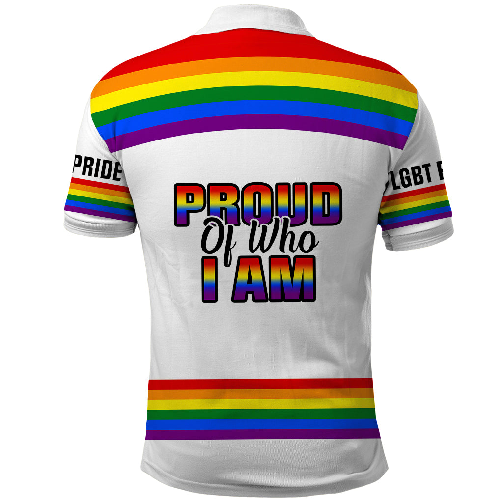 Pride Month LGBT Polo Shirt Proud Of Who I Am White LT14