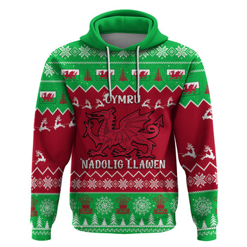 Personalised Wales Christmas Hoodie Nadolig Llawen Cymru Unique Version LT14