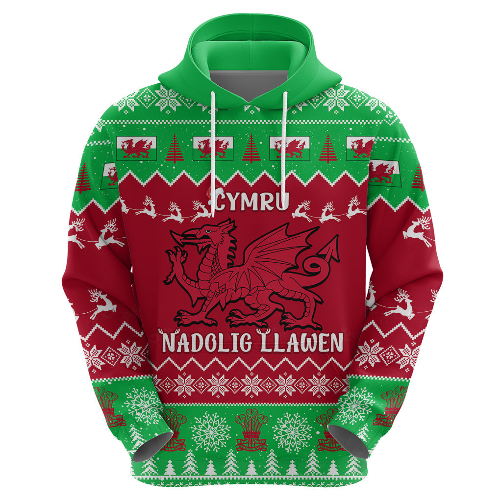 Personalised Wales Christmas Hoodie Nadolig Llawen Cymru Unique Version LT14