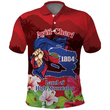 Ayiti-Cheri Independence Day Polo Shirt Land of High Mountains LT14