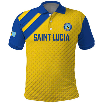 Custom Saint Lucia Football Polo Shirt 2025 Go Champions - Yellow Version LT14