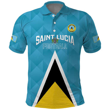 Custom Saint Lucia Football Polo Shirt Flag Style LT14