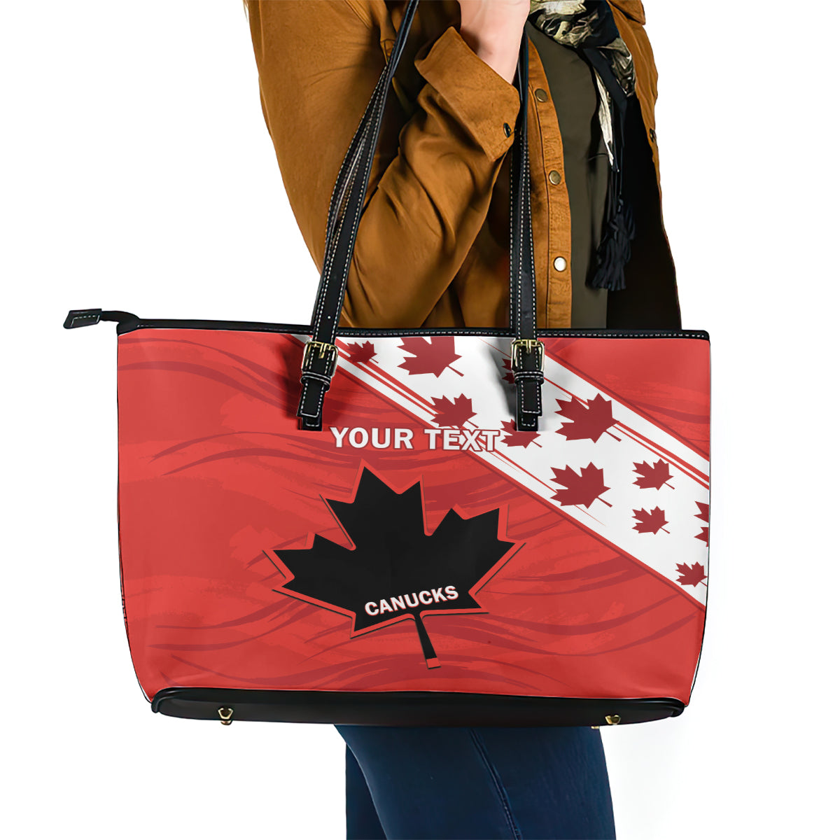 Custom Canada Rugby Leather Tote Bag 2024 Pacific Go Canucks LT14