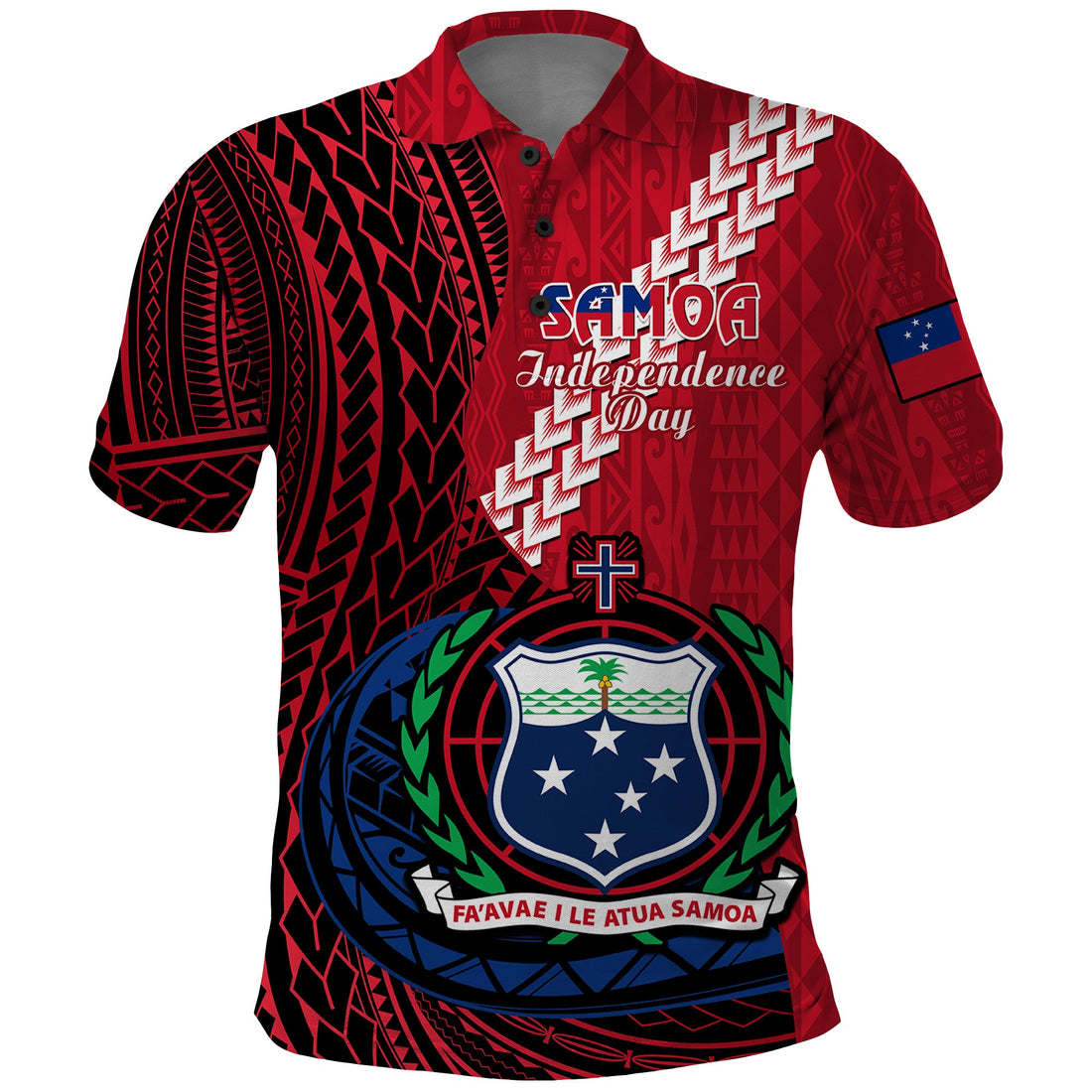 Samoa Polo Shirt Happy Independence Day Samoan Red Pattern LT14