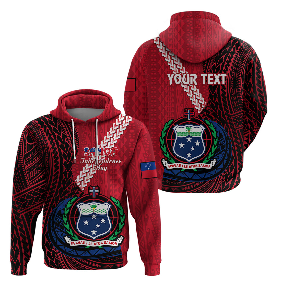Custom Samoa Hoodie Happy Independence Day Samoan Red Pattern LT14