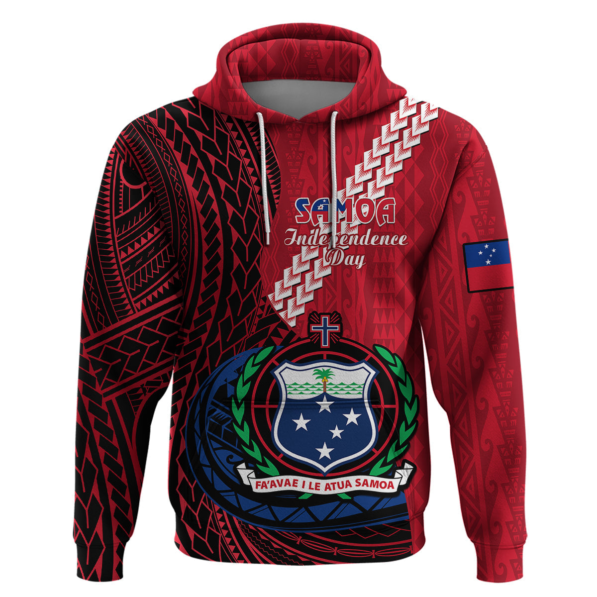 Custom Samoa Hoodie Happy Independence Day Samoan Red Pattern LT14