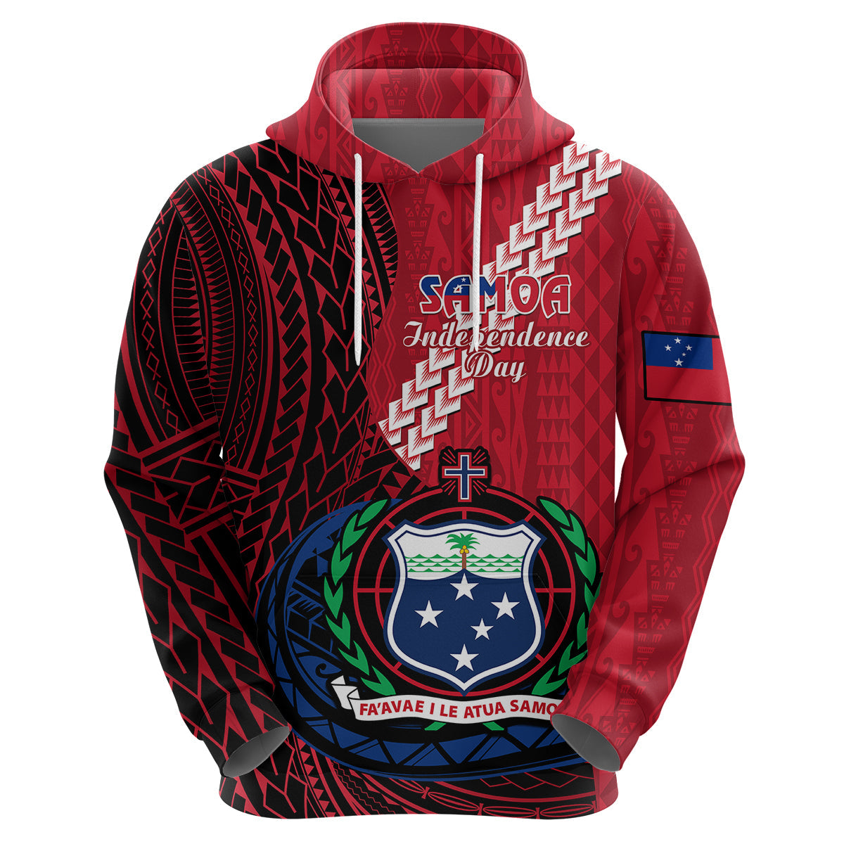 Custom Samoa Hoodie Happy Independence Day Samoan Red Pattern LT14