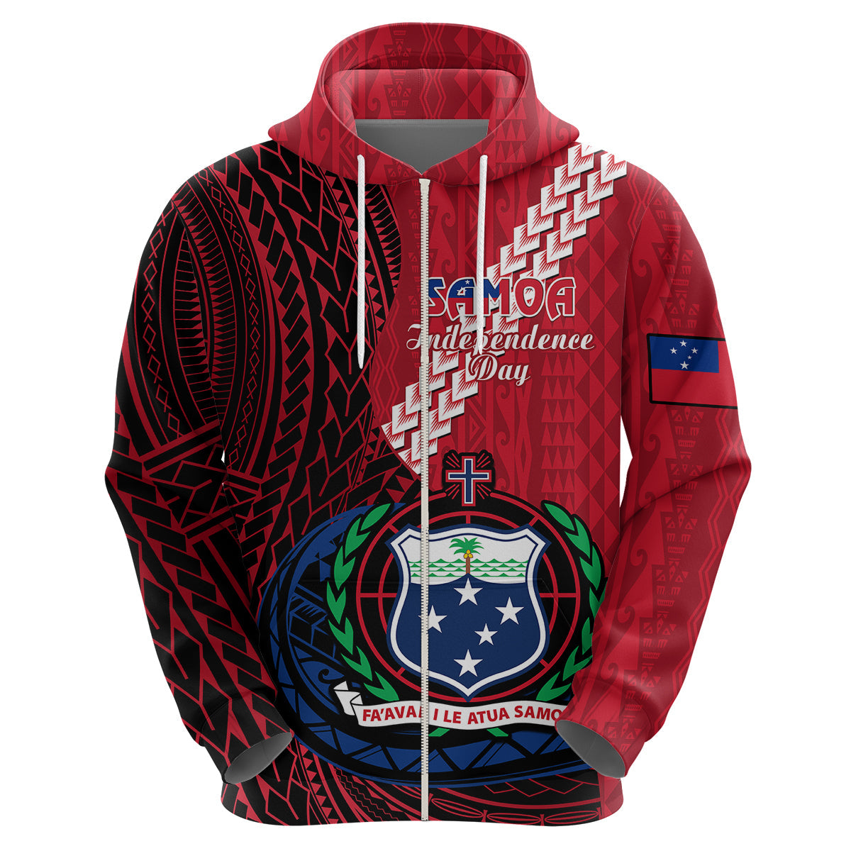 Custom Samoa Hoodie Happy Independence Day Samoan Red Pattern LT14