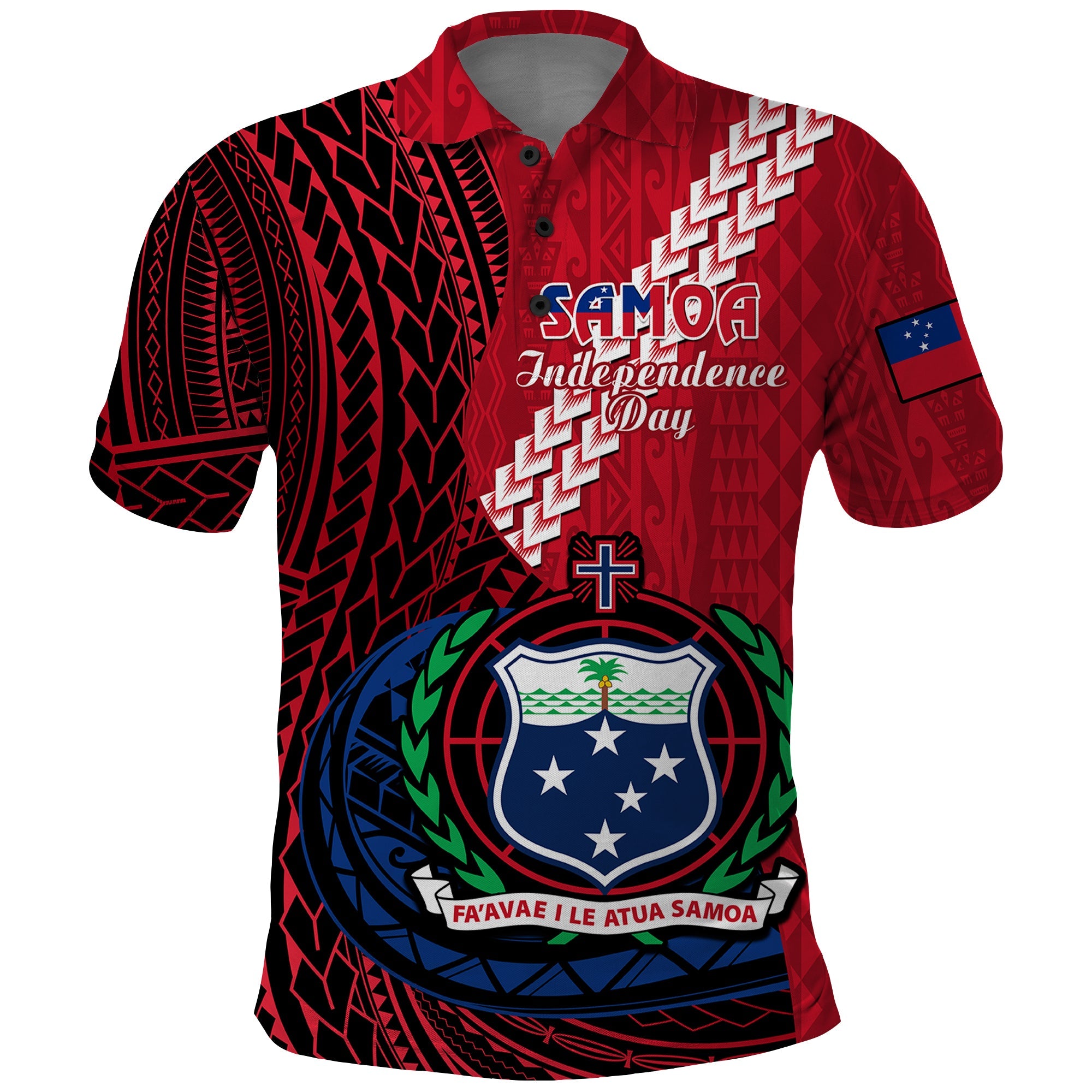 Custom Samoa Polo Shirt Happy Independence Day Samoan Red Pattern LT14