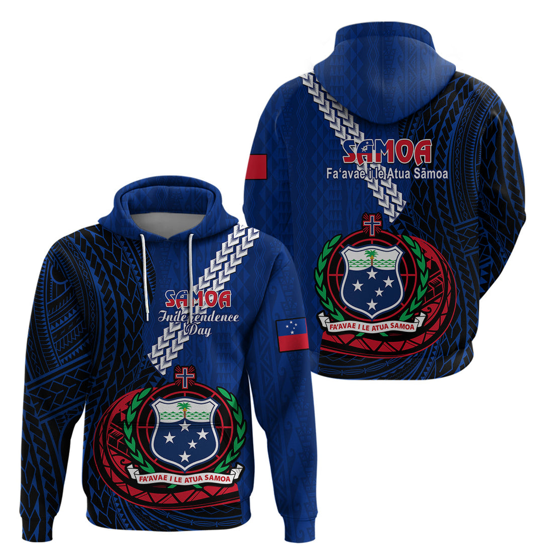 Samoa Hoodie Happy Independence Day Samoan Blue Pattern LT14