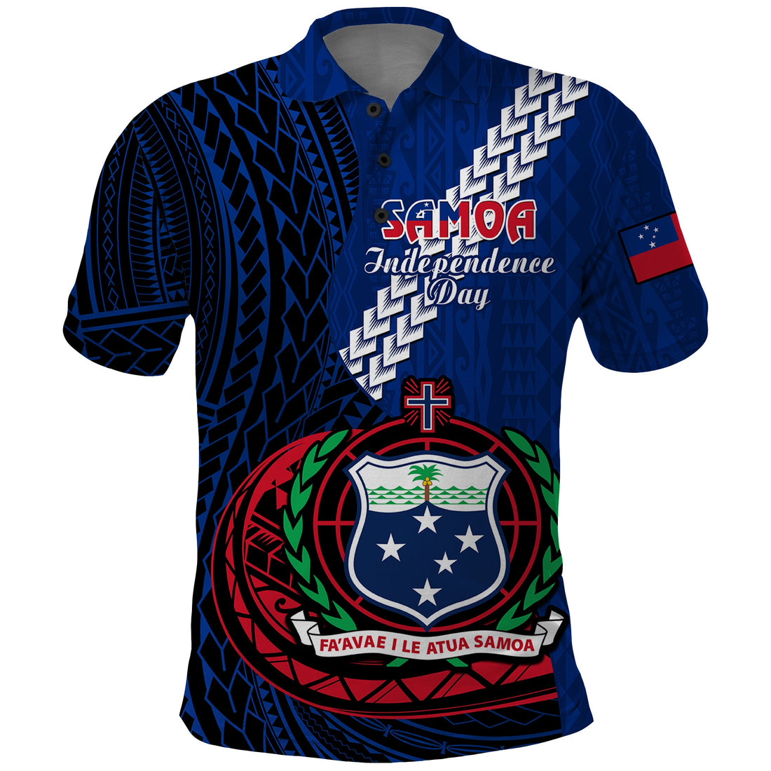 Samoa Polo Shirt Happy Independence Day Samoan Blue Pattern LT14