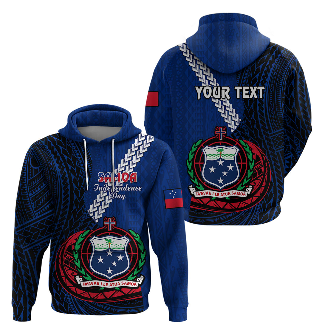 Custom Samoa Hoodie Happy Independence Day Samoan Blue Pattern LT14