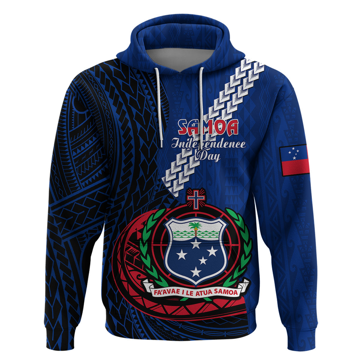 Custom Samoa Hoodie Happy Independence Day Samoan Blue Pattern LT14