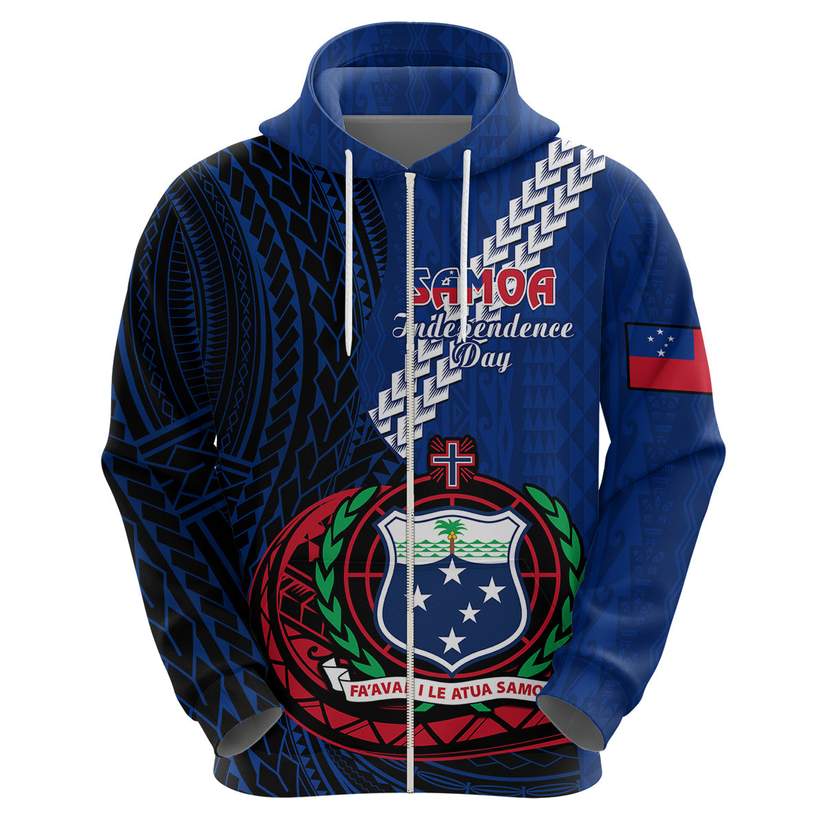 Custom Samoa Hoodie Happy Independence Day Samoan Blue Pattern LT14