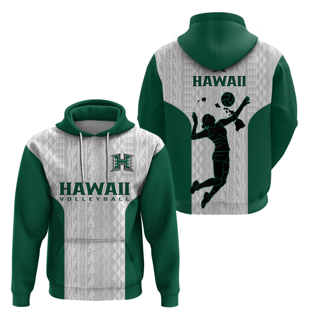 Hawaii Volleyball Hoodie Hawaiian Kakau White Style LT14