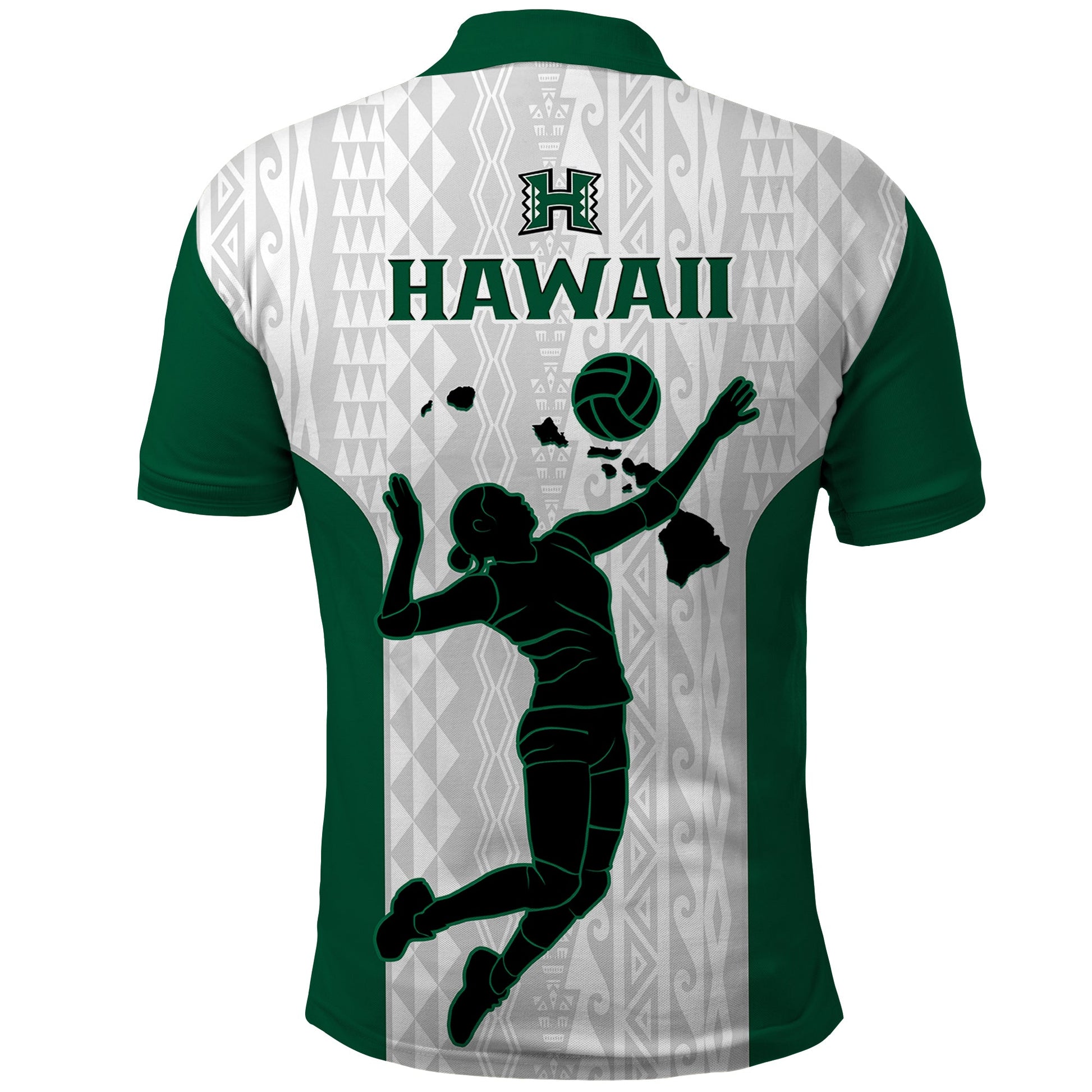 Hawaii Volleyball Polo Shirt Hawaiian Kakau White Style LT14
