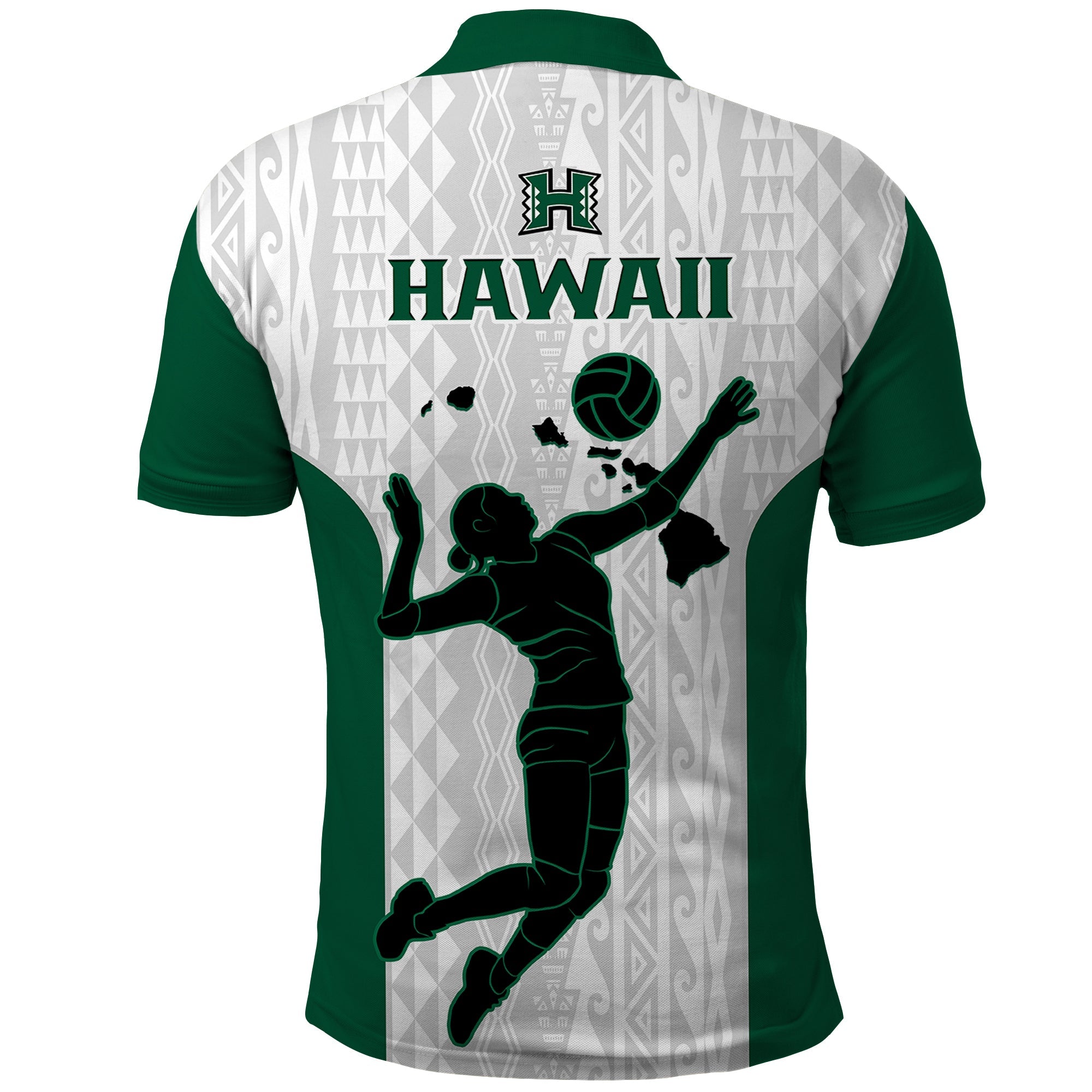 Hawaii Volleyball Polo Shirt Hawaiian Kakau White Style LT14