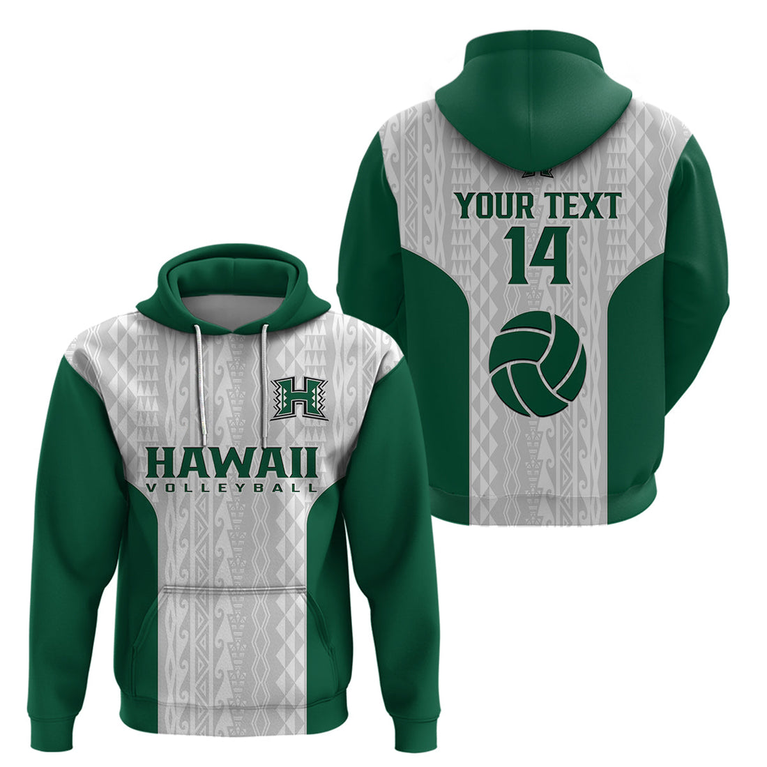 Custom Hawaii Volleyball Hoodie Hawaiian Kakau White Style LT14