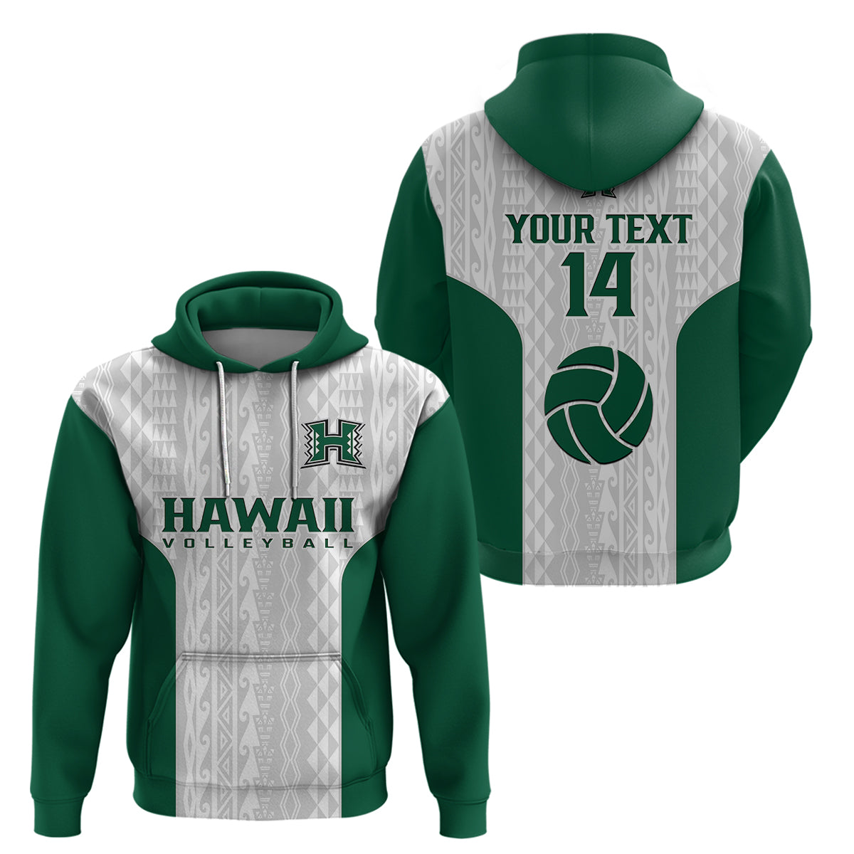 Custom Hawaii Volleyball Hoodie Hawaiian Kakau White Style LT14