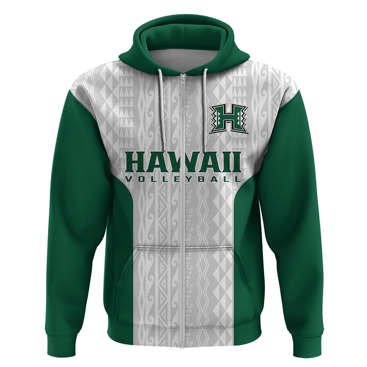 Custom Hawaii Volleyball Hoodie Hawaiian Kakau White Style LT14