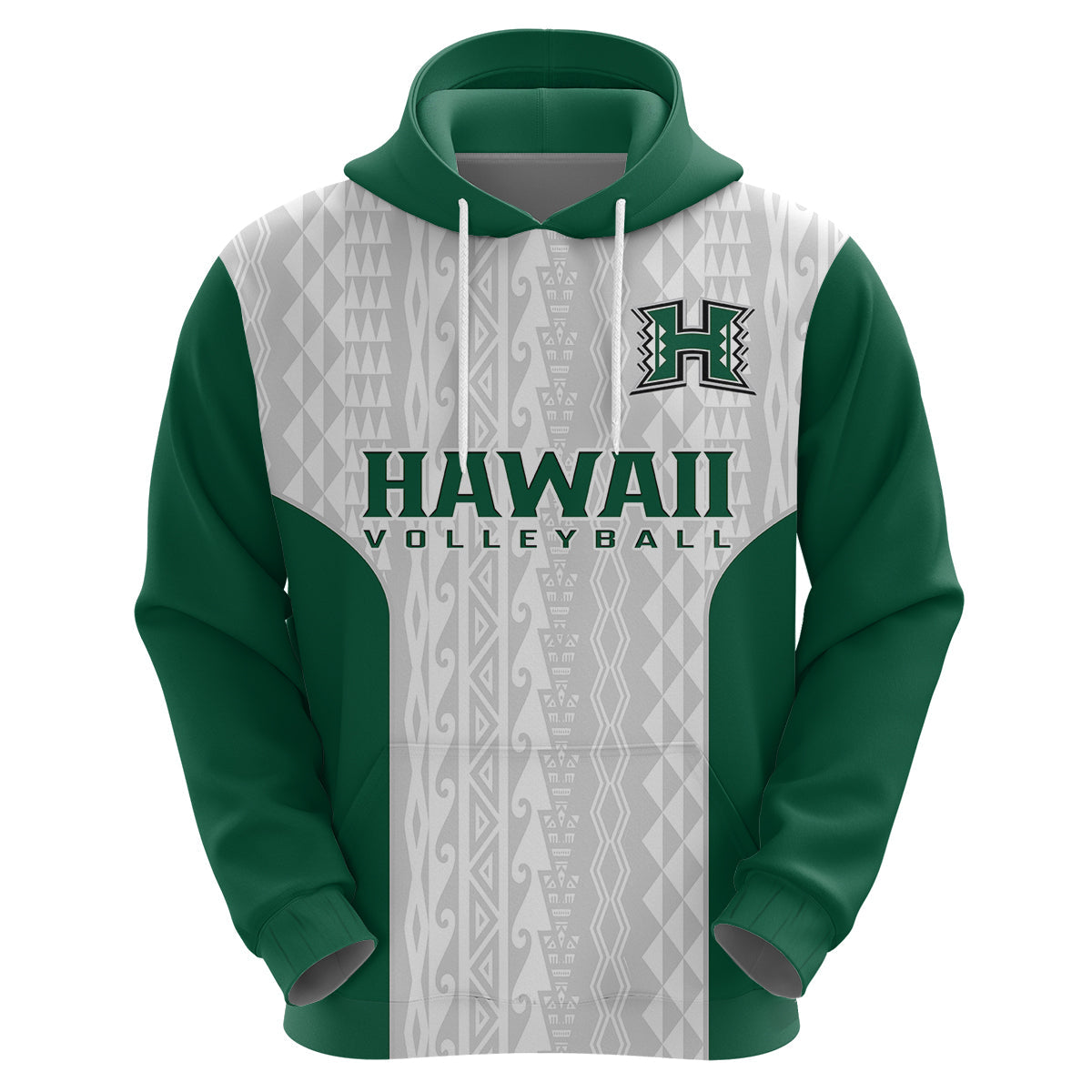 Custom Hawaii Volleyball Hoodie Hawaiian Kakau White Style LT14