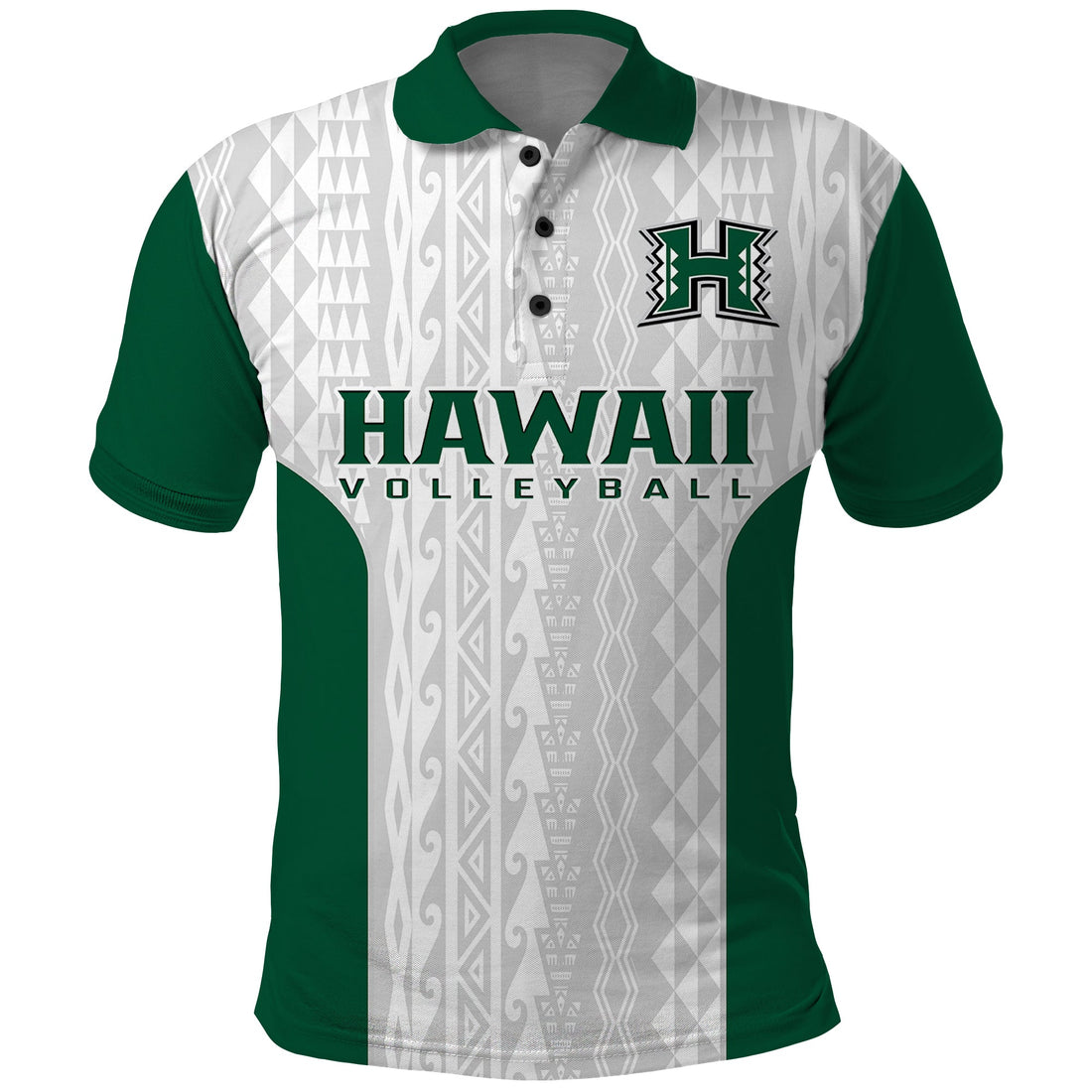 (Custom Text And Number) Hawaii Volleyball Polo Shirt Hawaiian Kakau White Style LT14