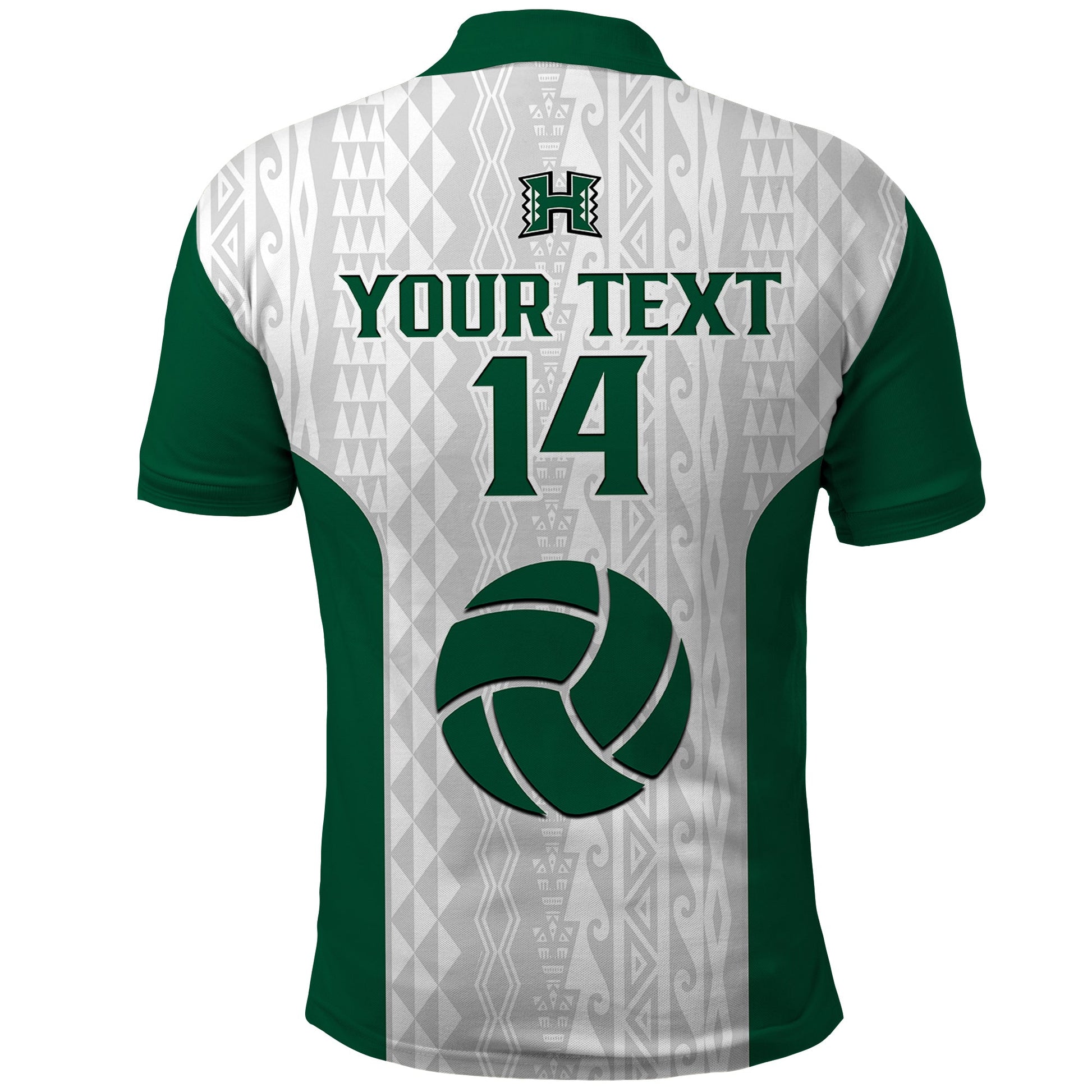 (Custom Text And Number) Hawaii Volleyball Polo Shirt Hawaiian Kakau White Style LT14