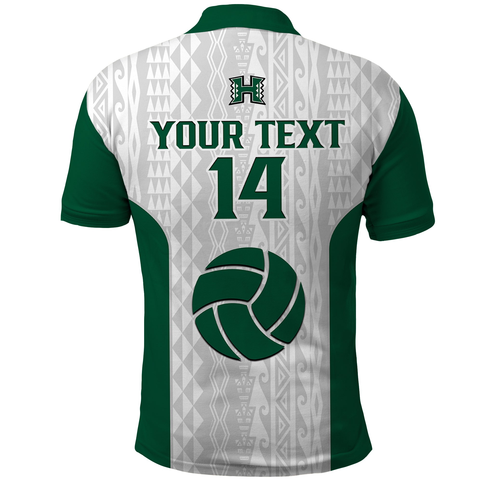 (Custom Text And Number) Hawaii Volleyball Polo Shirt Hawaiian Kakau White Style LT14
