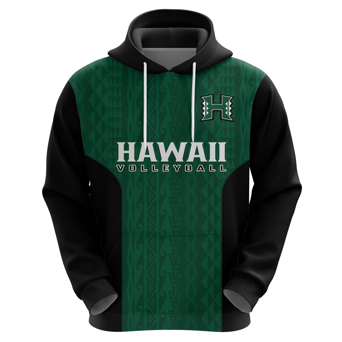 Hawaii Volleyball Hoodie Hawaiian Kakau Green Style LT14