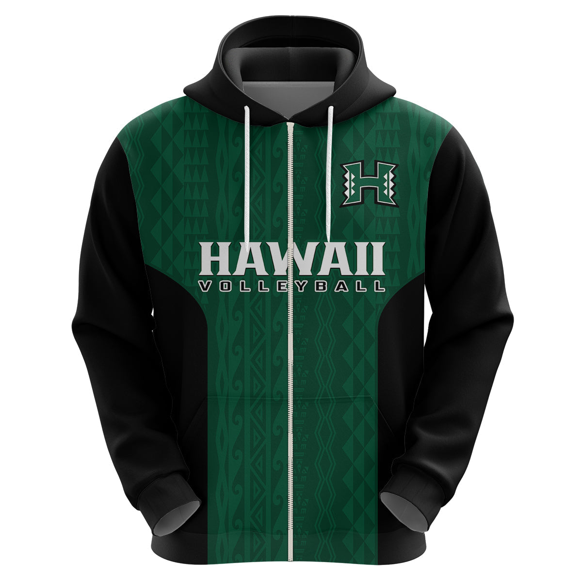 Hawaii Volleyball Hoodie Hawaiian Kakau Green Style LT14