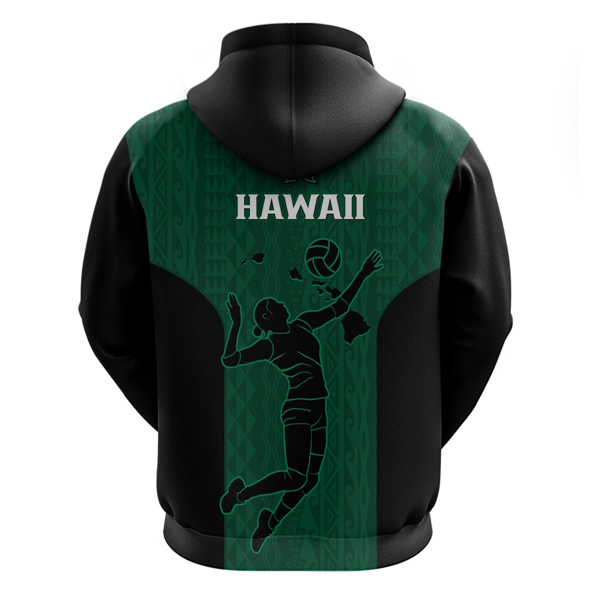 Hawaii Volleyball Hoodie Hawaiian Kakau Green Style LT14