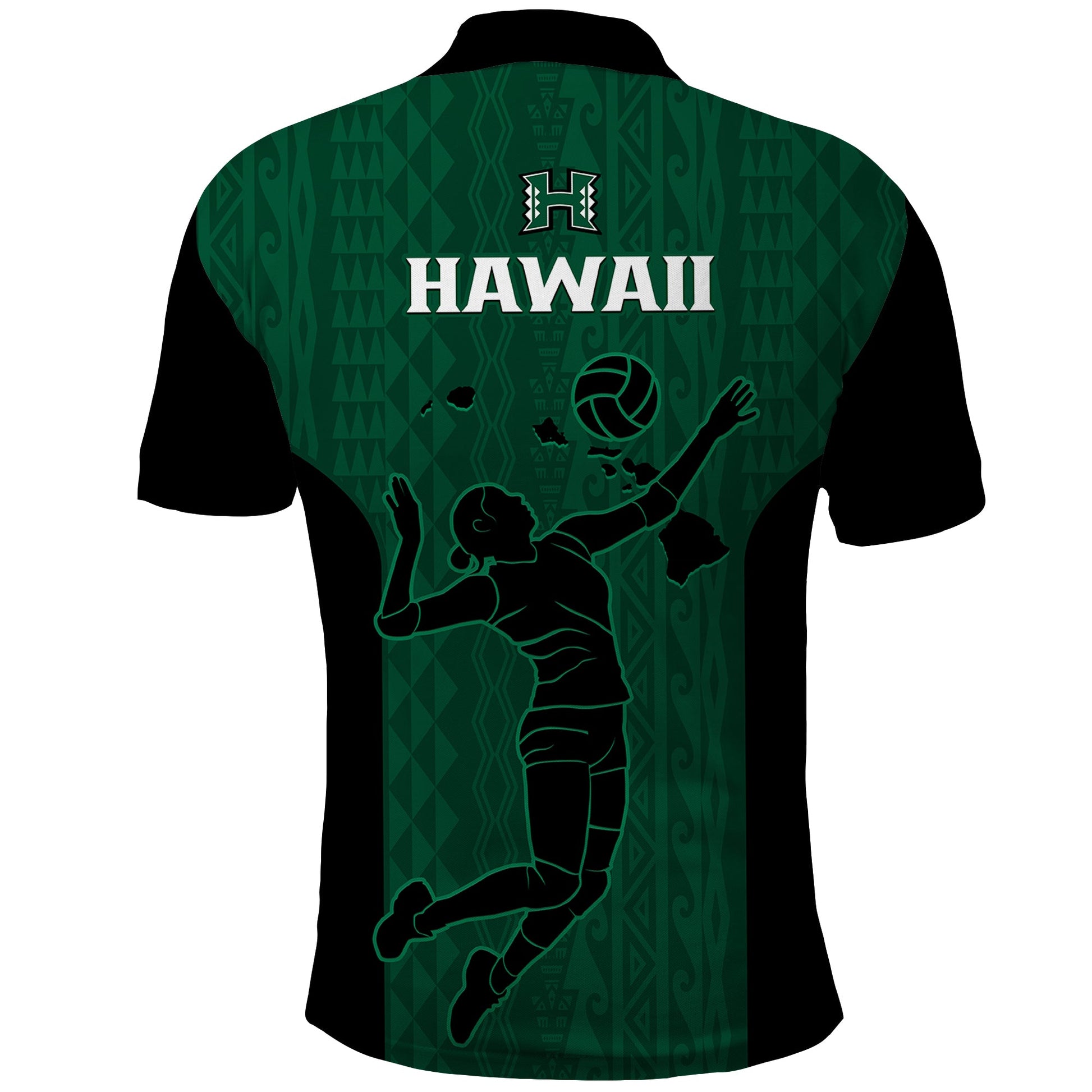 Hawaii Volleyball Polo Shirt Hawaiian Kakau Green Style LT14